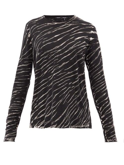 Matchesfashion.com Proenza Schouler - Tiger-print Long-sleeved Cotton T-shirt - Womens - Black White