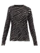 Matchesfashion.com Proenza Schouler - Tiger-print Long-sleeved Cotton T-shirt - Womens - Black White