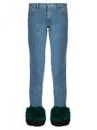 Muveil Fur-panel Mid-rise Slim-leg Jeans