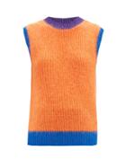 Matchesfashion.com Valentino - Logo-embroidered Ribbed Mohair-blend Tank Top - Womens - Orange Multi