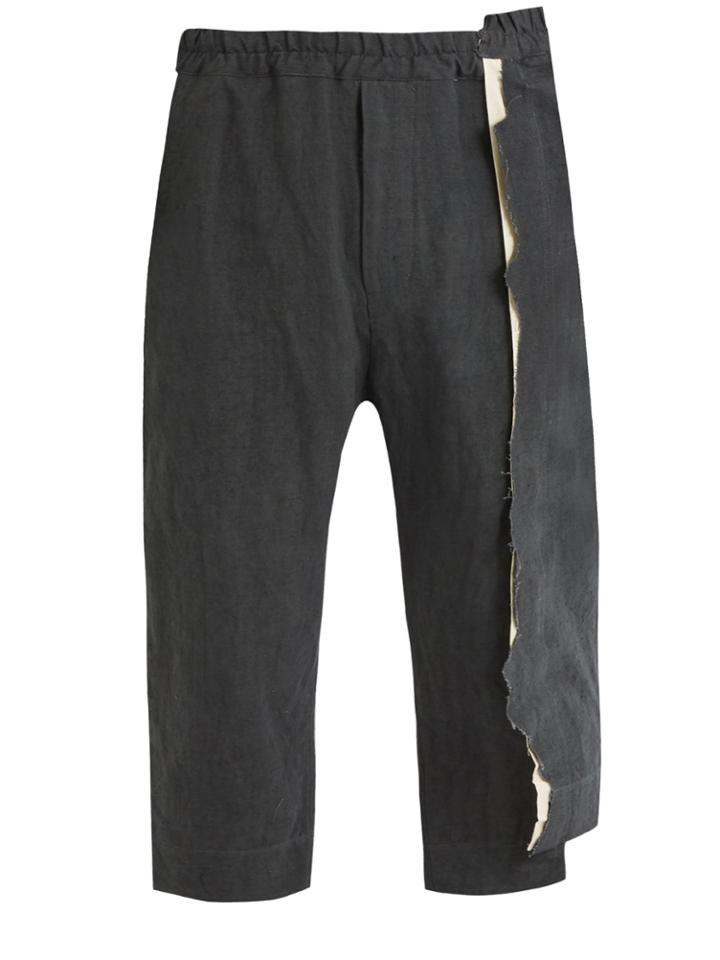 By Walid Spliced Detail Linen Trousers