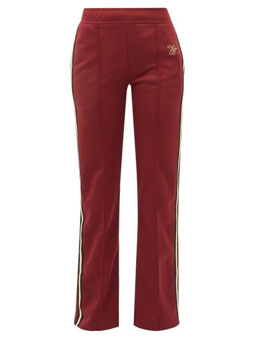 Wales Bonner - Studio Striped Brushed-fleece Track Pants - Womens - Burgundy