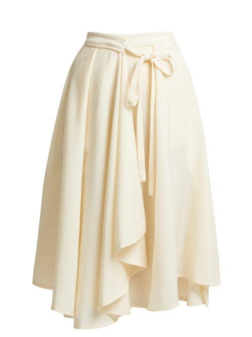 Matchesfashion.com Lemaire - High Rise Wool Wrap Midi Skirt - Womens - Cream