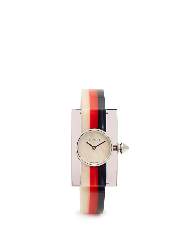Gucci Sylvie Web-striped Plexiglass Watch