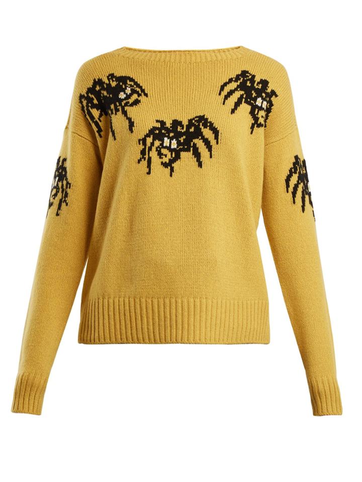 Prada Spider-intarsia Wool And Cashmere-blend Sweater