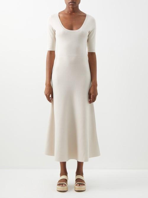 Gabriela Hearst - Myles Scoop-neck Wool-blend Midi Dress - Womens - Oatmeal