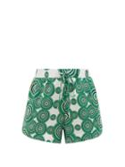 Matchesfashion.com Themis Z - Nadia Maze-print Silk Shorts - Womens - Green Multi