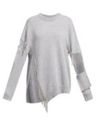 Matchesfashion.com Christopher Kane - Crystal-trim Cut-out Wool Sweater - Womens - Grey