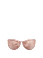 Matchesfashion.com Isa Boulder - Phoebe Ruched Satin Bandeau Bikini Top - Womens - Light Brown