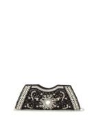 Matchesfashion.com Shrimps - Dallas Crystal, Faux-pearl And Beaded Satin Clutch - Womens - Black