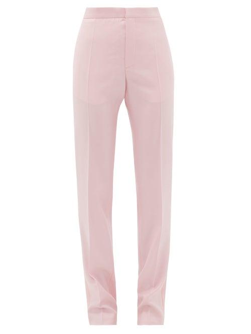 Matchesfashion.com Pallas Paris - Goya Satin Side-stripe Wool-crepe Trousers - Womens - Light Pink