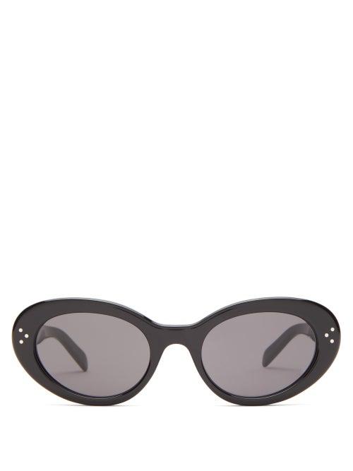 Ladies Accessories Celine Eyewear - Oval Cat-eye Acetate Sunglasses - Womens - Black