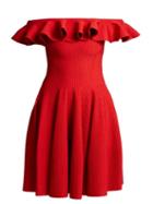 Matchesfashion.com Alexander Mcqueen - Ruffled Off The Shoulder Dress - Womens - Red