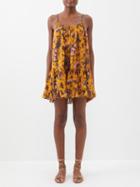 Ulla Johnson - Trula Floral-print Cotton-blend Mini Dress - Womens - Orange Print