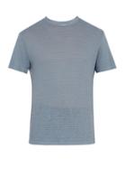 Matchesfashion.com Officine Gnrale - Striped Cotton And Linen Blend T Shirt - Mens - Blue