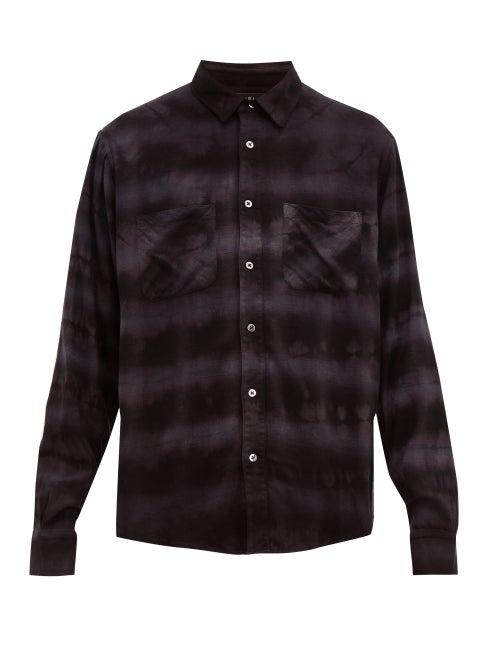 Matchesfashion.com Amiri - Plaid Tie Dye Cotton Blend Shirt - Mens - Black Grey