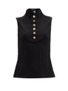 Matchesfashion.com Albus Lumen - Rida High-neck Ribbed Cotton-blend Jersey Top - Womens - Black