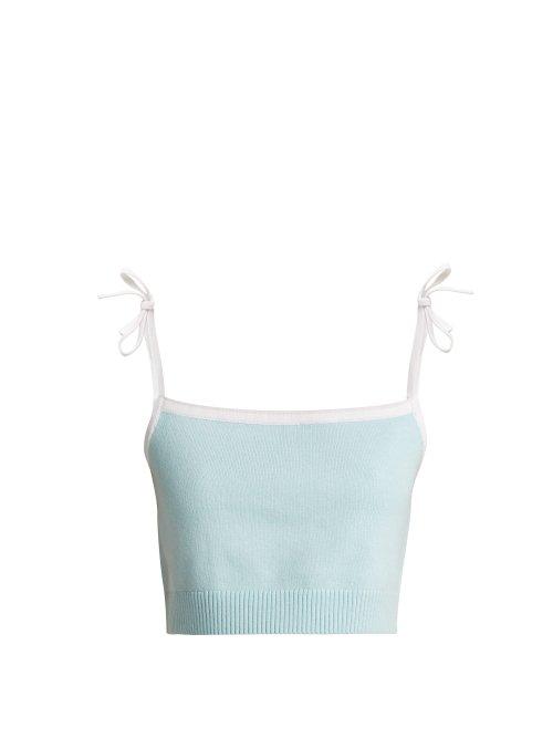 Matchesfashion.com Joostricot - Cropped Cotton Blend Cami Top - Womens - Light Green