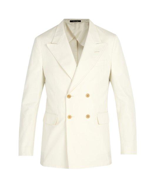 Matchesfashion.com Dunhill - Double Breasted Cotton Blazer - Mens - White