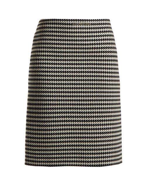 Matchesfashion.com Balenciaga - Checked Wool Blend Pencil Skirt - Womens - Black White
