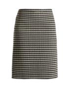 Matchesfashion.com Balenciaga - Checked Wool Blend Pencil Skirt - Womens - Black White