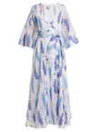 Matchesfashion.com Thierry Colson - Sultane Silk Blend Wrap Dress - Womens - Purple Multi