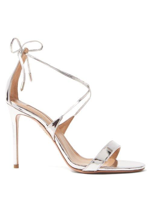 Matchesfashion.com Aquazzura - Very Linda 105 Leather Sandals - Womens - Silver