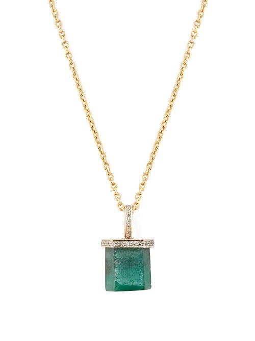 Matchesfashion.com Jade Jagger - 18kt Gold, Emerald & Diamond Necklace - Womens - Green