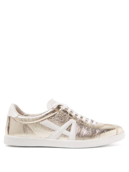 Matchesfashion.com Aquazzura - A Metallic Leather Trainers - Womens - Gold