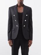 Balmain - Double-breasted Wool-twill Jacket - Mens - Black