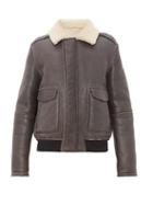Matchesfashion.com Yves Salomon - Flap Pocket Shearling Aviator Jacket - Mens - Grey Multi