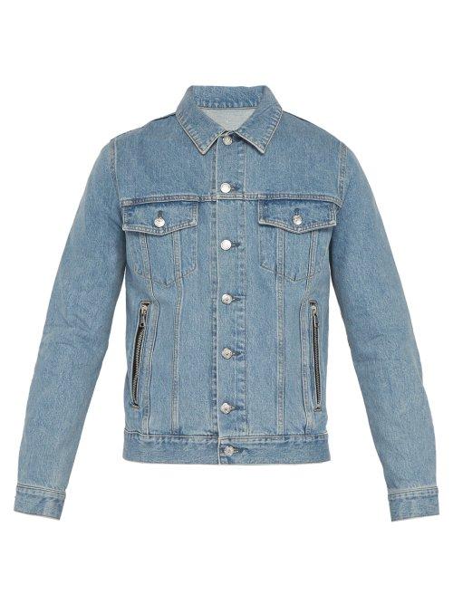 Matchesfashion.com Balmain - Coin Logo Embroidered Denim Jacket - Mens - Blue