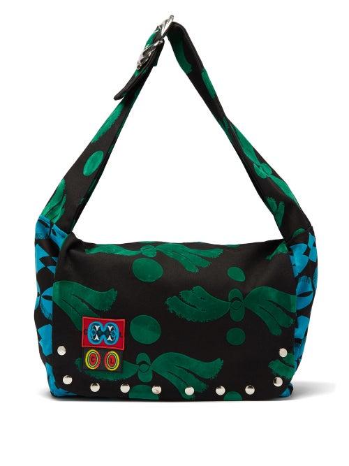 Chopova Lowena - Flocked Twill Shoulder Bag - Womens - Green Multi