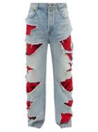 Balenciaga - Hybrid Distressed Wide-leg Jeans - Mens - Blue Multi