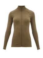 Matchesfashion.com Falke - High-neck Cotton-jersey Track Top - Womens - Dark Green