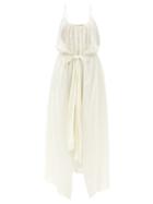 Matchesfashion.com Raey - Knot-front Elasticated-waist Crepe Dress - Womens - Ivory