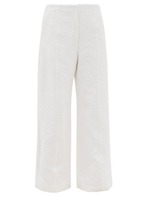 Matchesfashion.com Raey - Wide-leg Cotton-blend Boucl Trousers - Womens - White