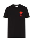Matchesfashion.com Ami - Embroidered Heart Logo Cotton T Shirt - Mens - Black