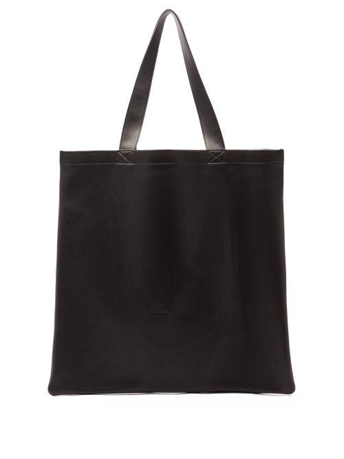 Rick Owens - Logo-embroidered Grained-leather Tote Bag - Mens - Black