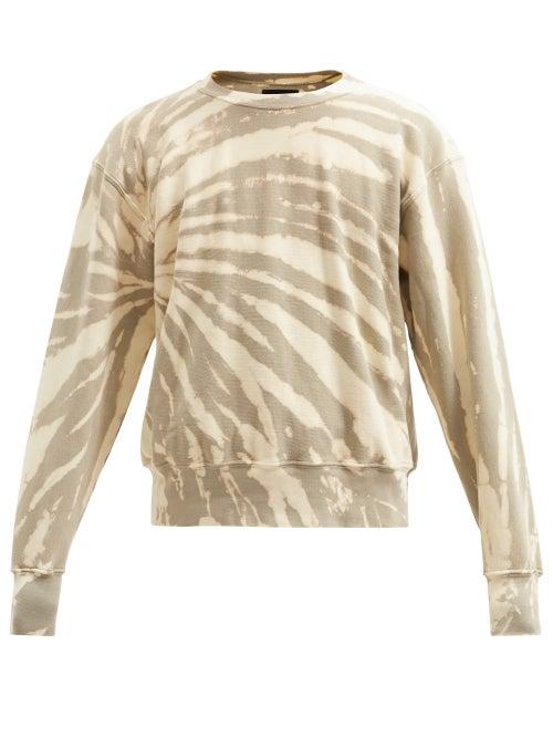 Matchesfashion.com Les Tien - Tie-dye Brushed-back Cotton Sweatshirt - Mens - Green Multi
