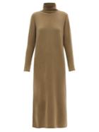 Matchesfashion.com Allude - Roll-neck Cashmere Longline Dress - Womens - Khaki
