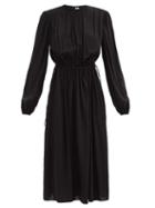 Another Tomorrow - Drawstring-waist Crepe Dress - Womens - Black