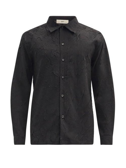 Matchesfashion.com Sfr - Ripley Crinkled Crepe Shirt - Mens - Black