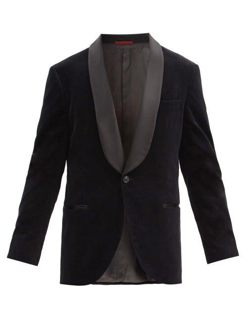 Matchesfashion.com Brunello Cucinelli - Shawl-lapel Cotton-velvet Dinner Jacket - Mens - Black