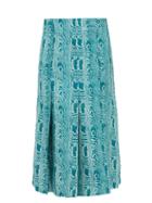 Matchesfashion.com Marni - Belted Moir-print Silk-twill Midi Skirt - Womens - Green Multi
