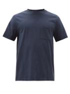 Matchesfashion.com Albam - Patch-pocket Pigment-dyed Cotton-jersey T-shirt - Mens - Navy