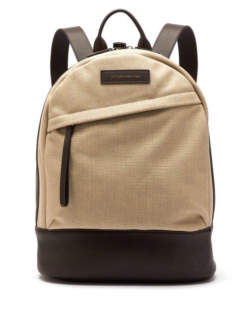 Matchesfashion.com Want Les Essentiels - Kastrup Cotton Canvas And Leather Backpack - Mens - Beige