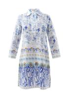 Emporio Sirenuse - Alina Printed Cotton-voile Dress - Womens - Blue Print