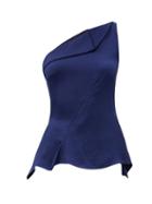 Matchesfashion.com Roland Mouret - Fira One-shoulder Hammered-silk Top - Womens - Navy