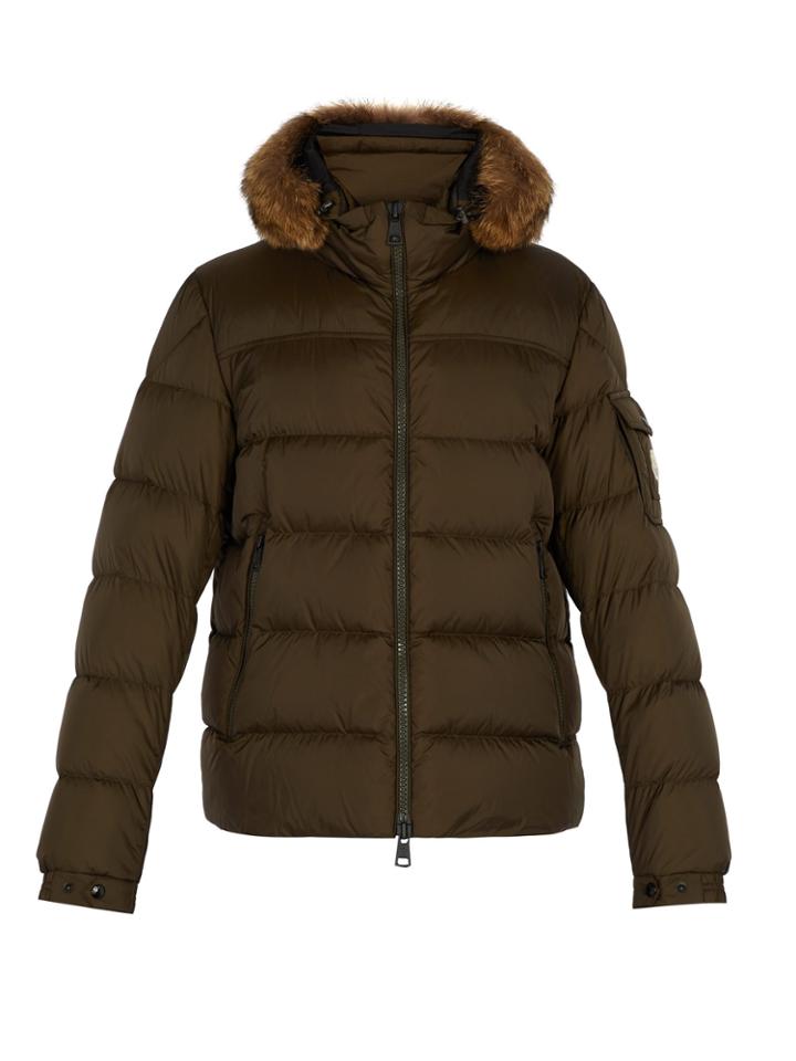 Moncler Marque Fur-trimmed Down Jacket